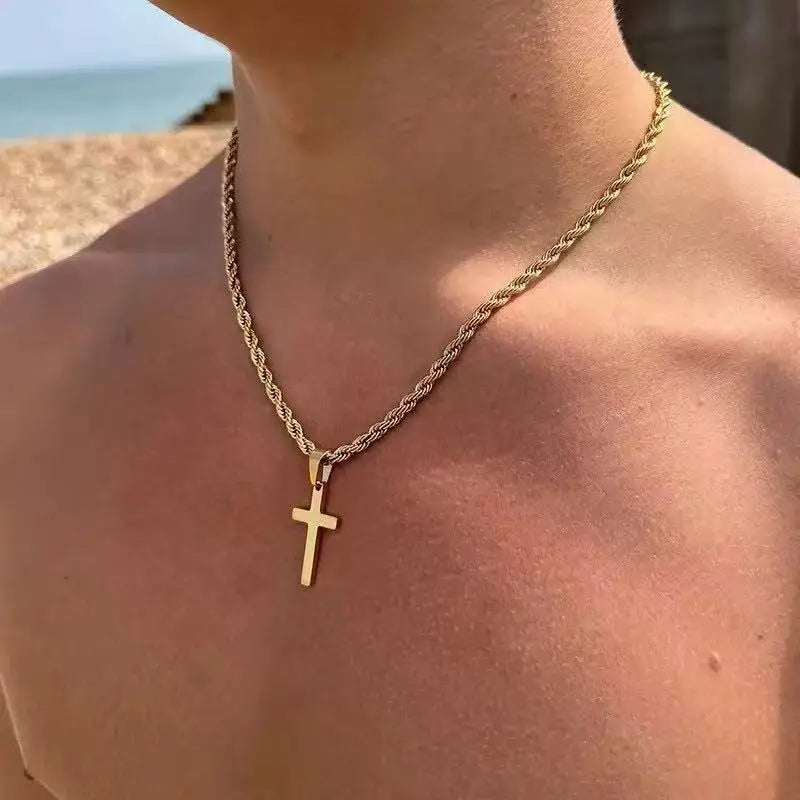 Collier Homme Pendentif Croix en or/Argent