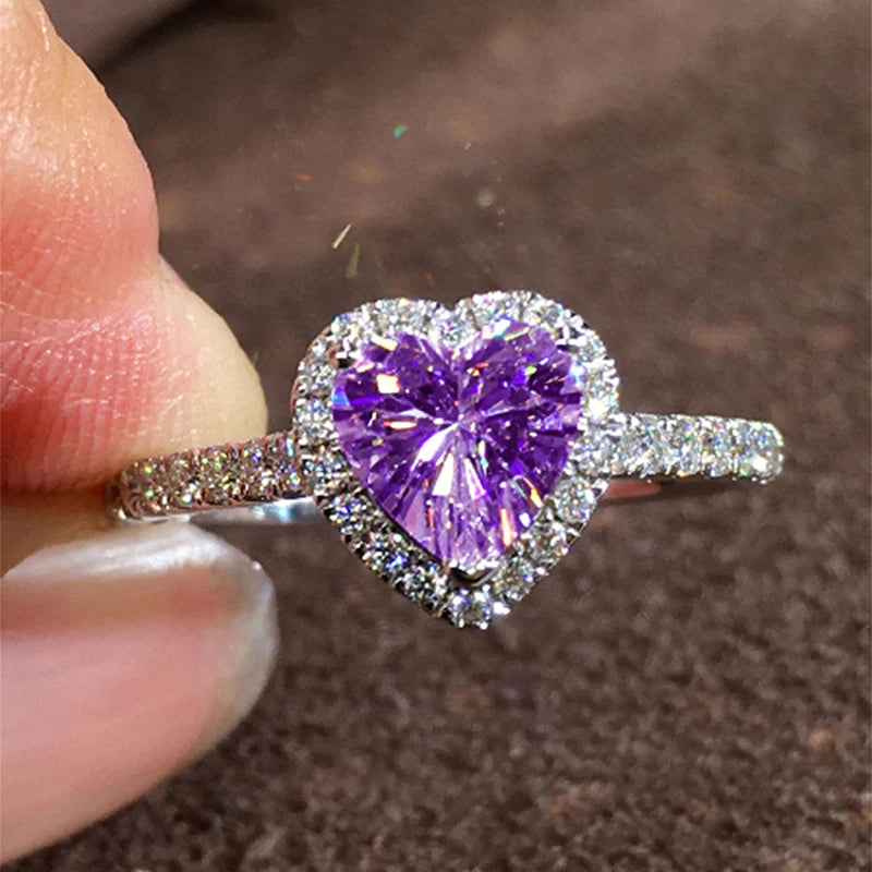 Bague en Diamant en Forme de Cœur